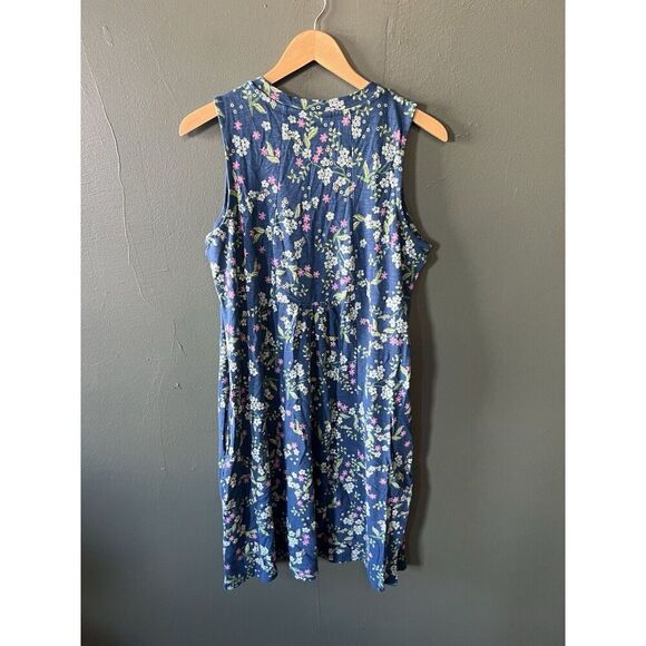 J. Jill Womens Blue Floral Pattern Sleeveless Slip Dress Size Medium NWT - Picture 2 of 3